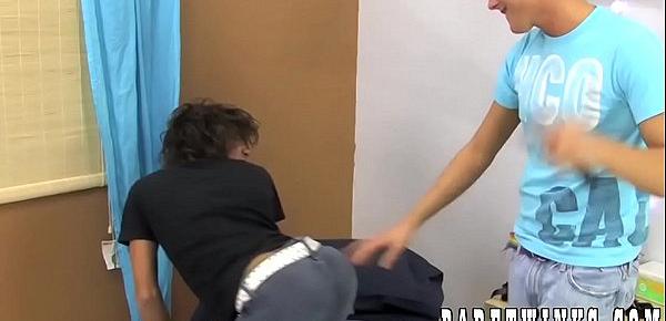  Hot spanking before bareback ass fucking for this twink